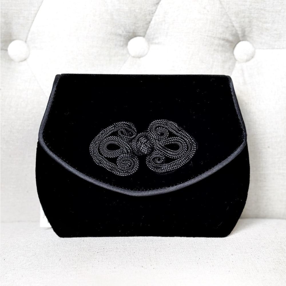 NWT Elegant Black Clutch Bag with Crossbody Strap